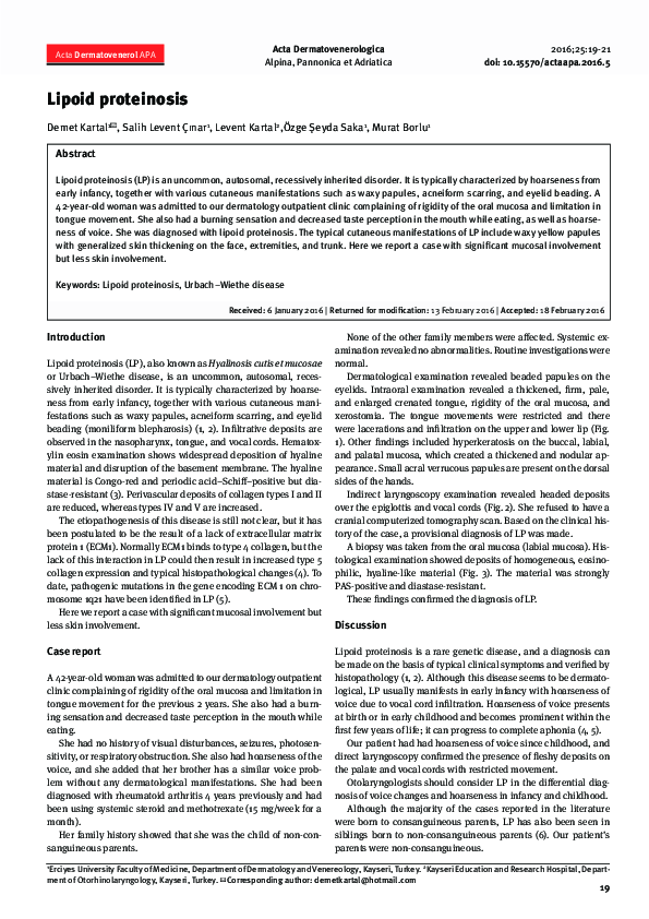 (PDF) Lipoid proteinosis