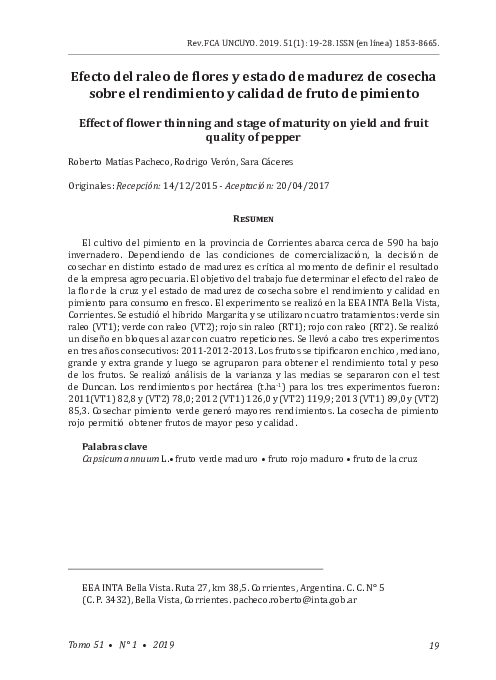 (PDF) Effect of flower thinning and stage of maturity on yield and ...