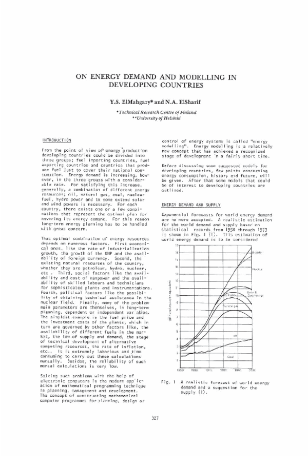 (PDF) On energy demand and modelling in developing countries