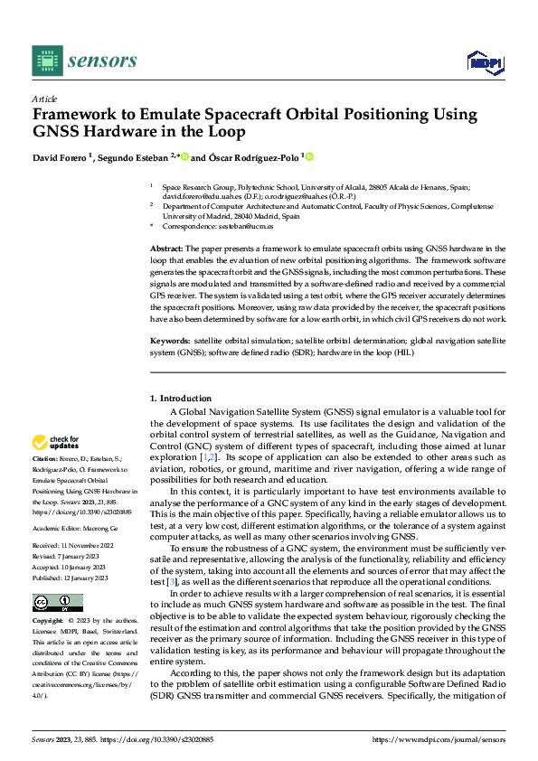 (PDF) Framework to Emulate Spacecraft Orbital Positioning Using GNSS ...