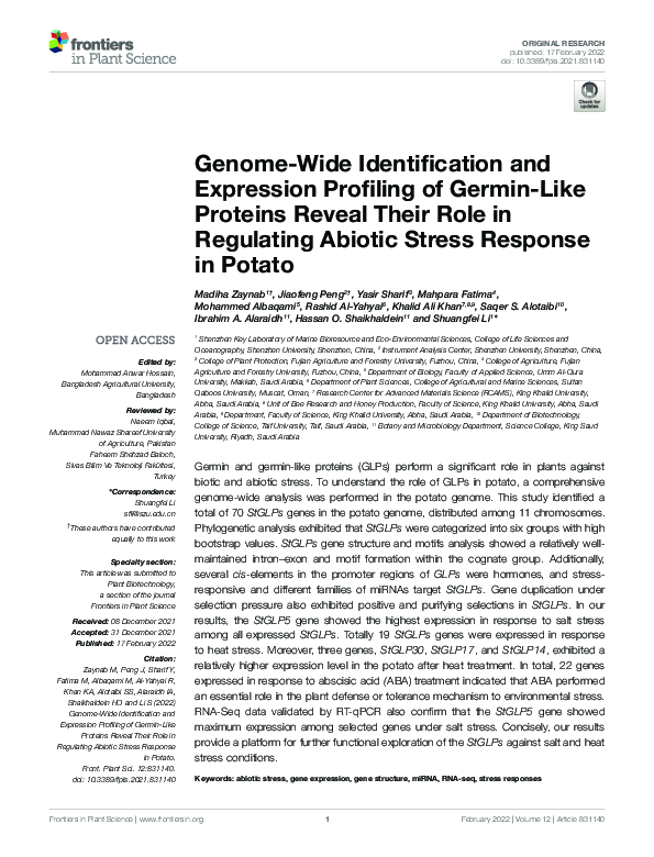 (PDF) Genome-Wide Identification and Expression Profiling of Germin ...