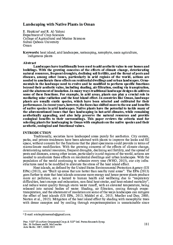 (PDF) Landscaping with Native Plants in Oman