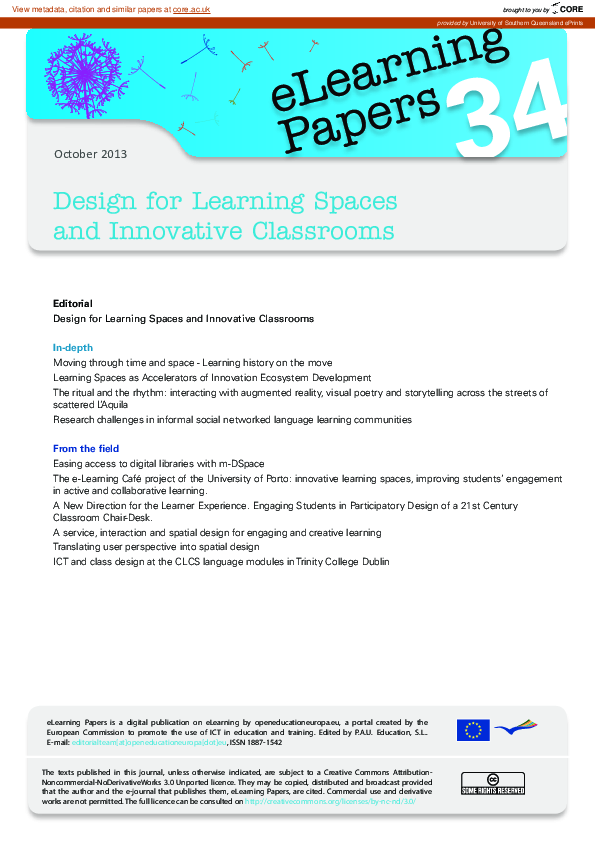 (PDF) Design for learning spaces and innovative classrooms [Editorial]