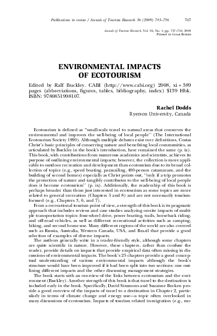 (PDF) Environmental Impacts of Ecotourism