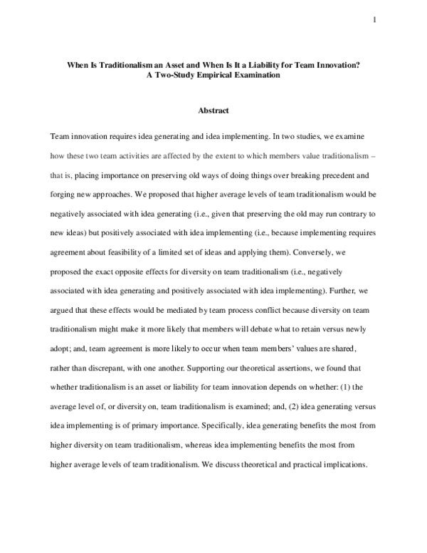 (PDF) When is traditionalism an asset and when is it a liability for ...