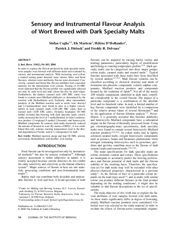 (PDF) Sensory and Instrumental Flavour Analysis of Wort Brewed with ...