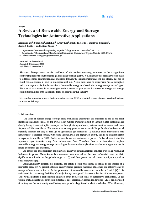 (PDF) A Review of Renewable Energy and Storage Technologies for ...