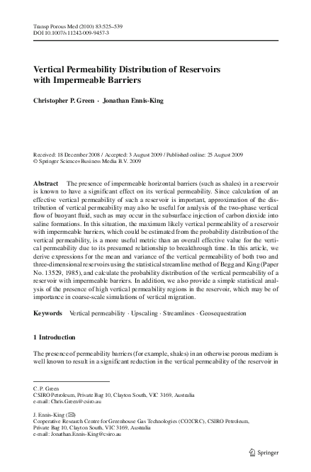 (PDF) Vertical Permeability Distribution of Reservoirs with Impermeable ...