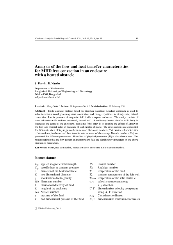 (PDF) Analysis of the flow and heat transfer characteristics for MHD ...