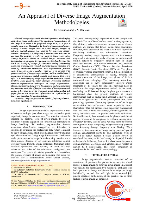 (PDF) An Appraisal of Diverse Image Augmentation Methodologies