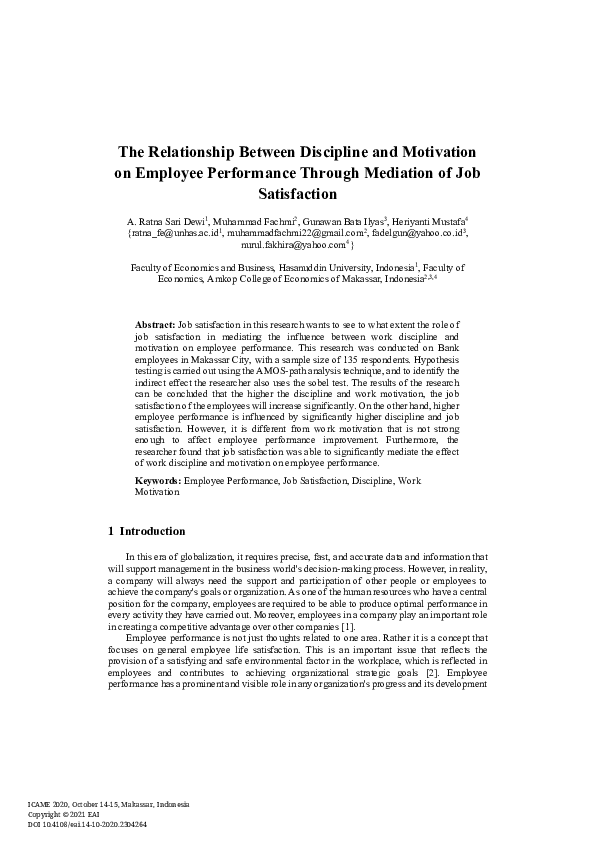 (PDF) The Relationship Between Discipline and Motivation on Employee ...