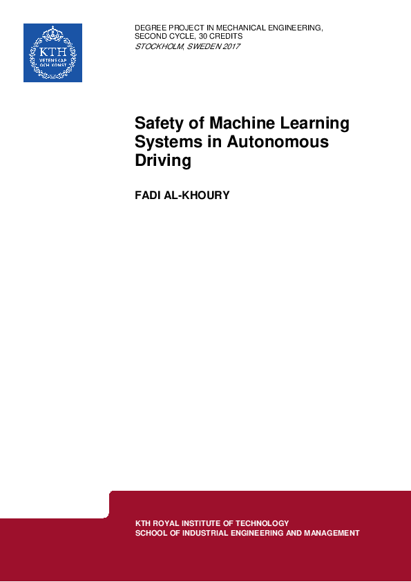 (PDF) Safety of Machine Learning Systems in Autonomous Driving