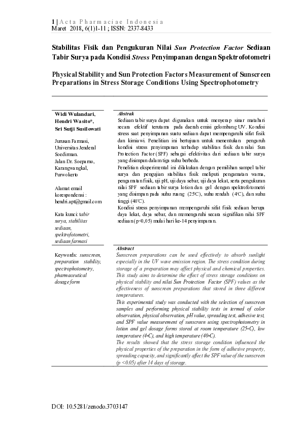 (PDF) Physical Stability and Sun Protection Factors Measurement of ...