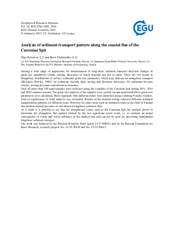 (PDF) Analysis of sediment transport pattern along the coastal line of ...