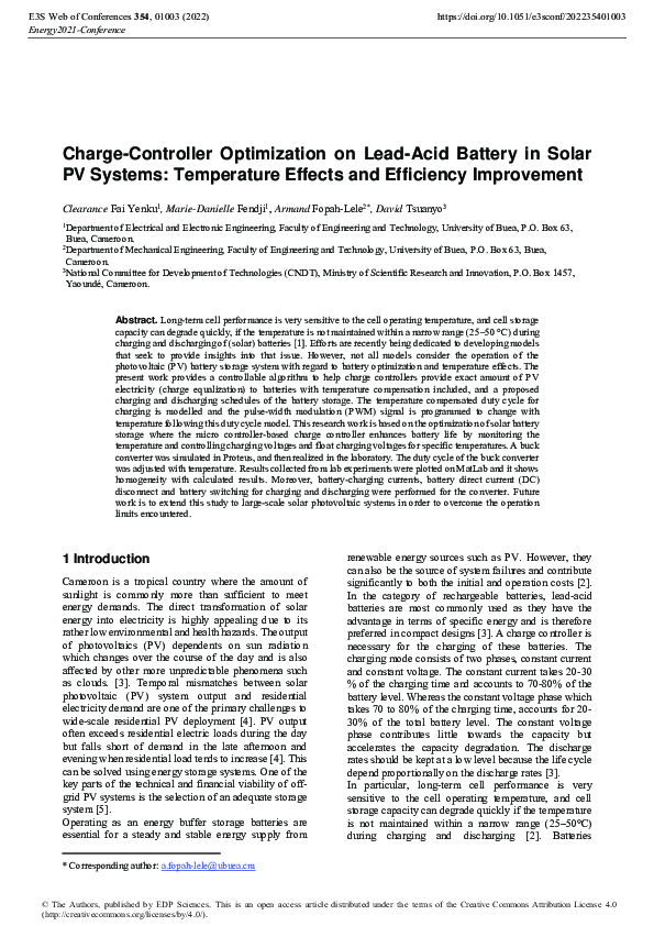 (PDF) Charge-Controller Optimization on Lead-Acid Battery in Solar PV ...