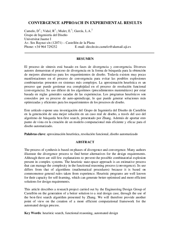 (PDF) Convergence Approach in Experimental Results