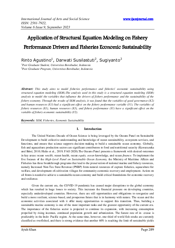 (PDF) Application of Structural Equation Modeling on Fishery ...