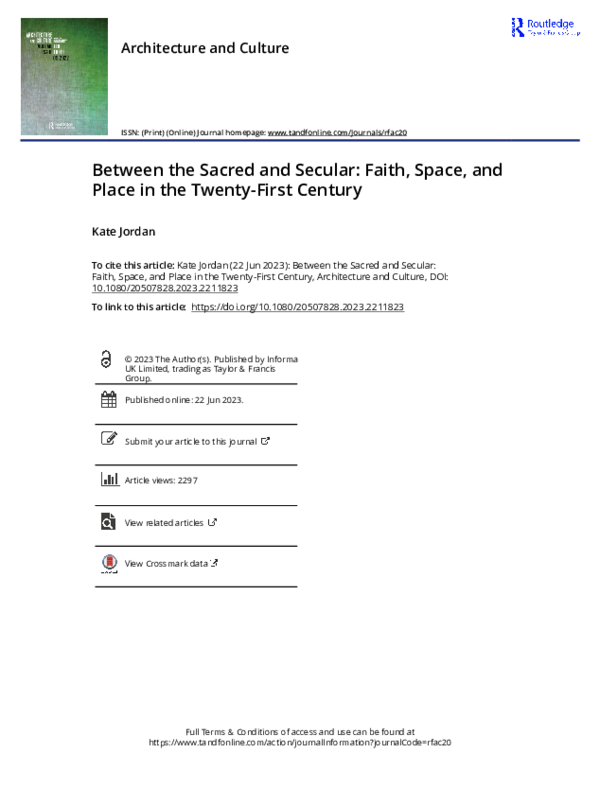 (PDF) Between the Sacred and Secular: Faith, Space, and Place in the ...