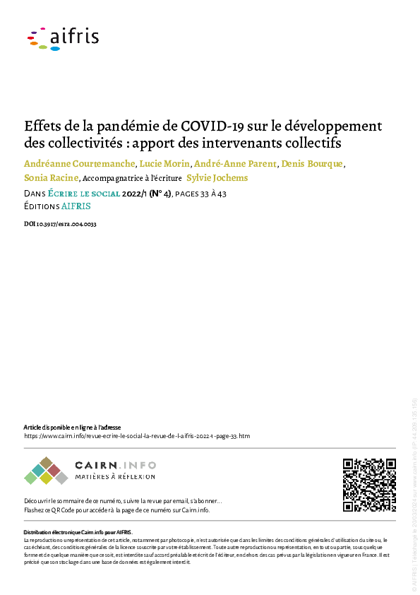 (PDF) Effets de la pandémie de COVID-19 sur le développement des ...