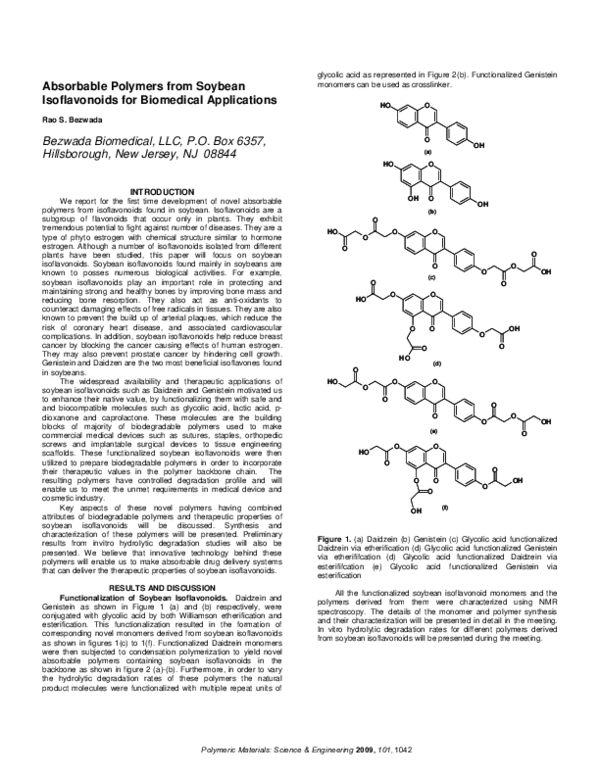 (PDF) Absorbable Polymers from Soybean Isoflavonoids for Biomedical ...