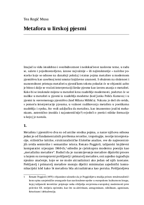 (PDF) Metafora u lirskoj pjesmi