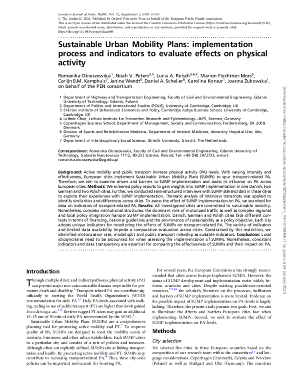 (PDF) Sustainable Urban Mobility Plans: implementation process and ...