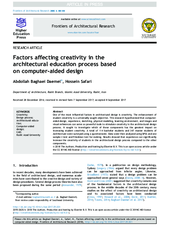 (PDF) Factors affecting creativity in the architectural education ...
