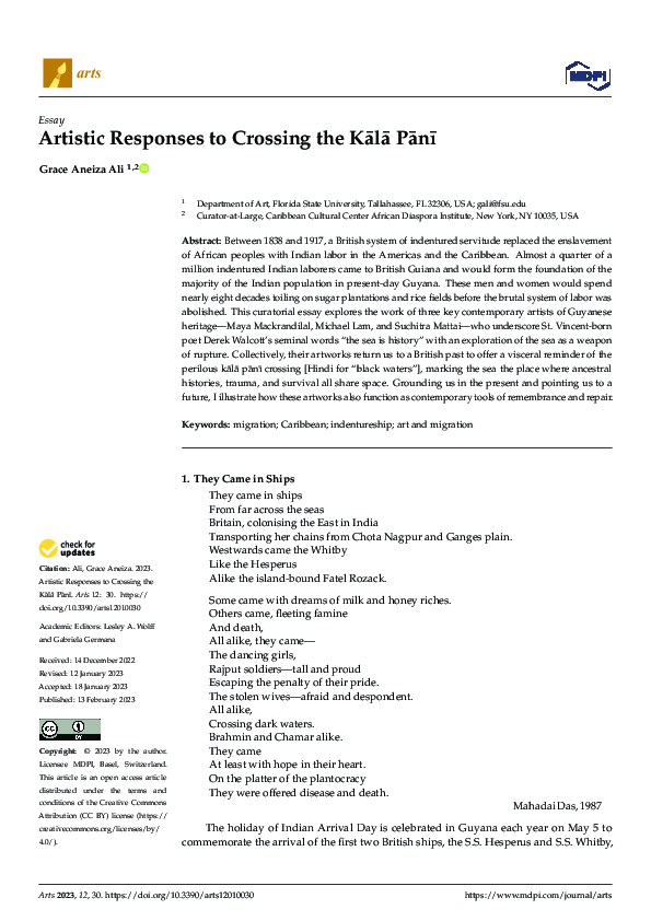 (PDF) Artistic Responses to Crossing the Kālā Pānī