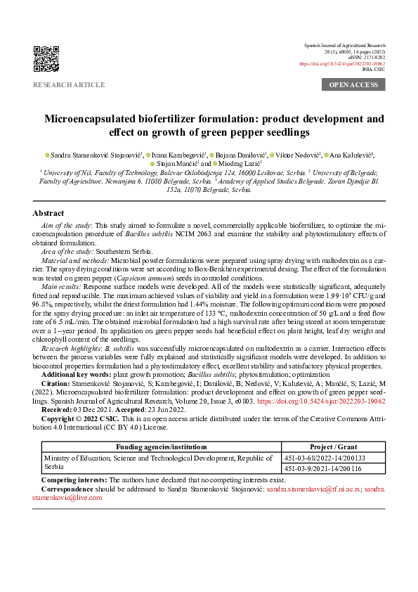 (PDF) Microencapsulated biofertilizer formulation: product development ...
