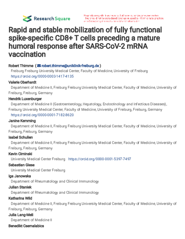 (PDF) Rapid and stable mobilization of fully functional spike-specific ...