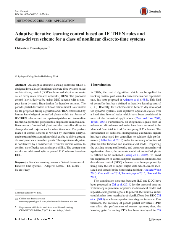 (PDF) Adaptive iterative learning control based on IF–THEN rules and ...