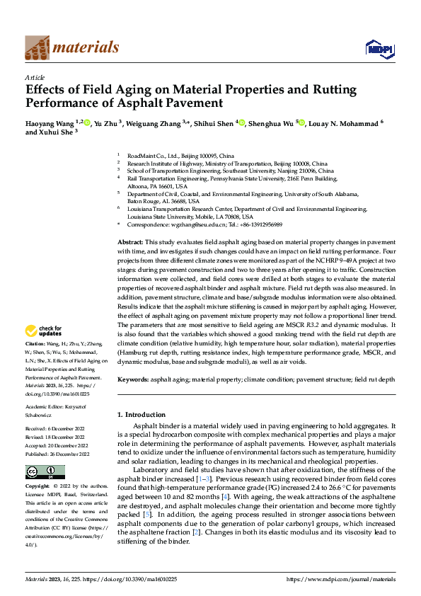 (PDF) Effects of Field Aging on Material Properties and Rutting ...