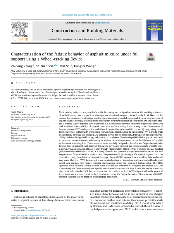 (PDF) Characterization of the fatigue behavior of asphalt mixture under ...