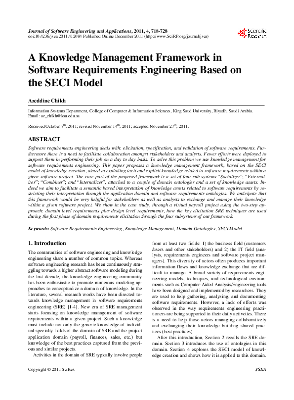(PDF) A Knowledge Management Framework in Software Requirements ...