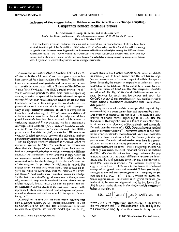 (PDF) Influence of the magnetic-layer thickness on the interlayer ...