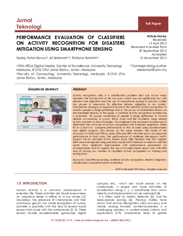 (PDF) Performance Evaluation of Classifiers on Activity Recognition for ...