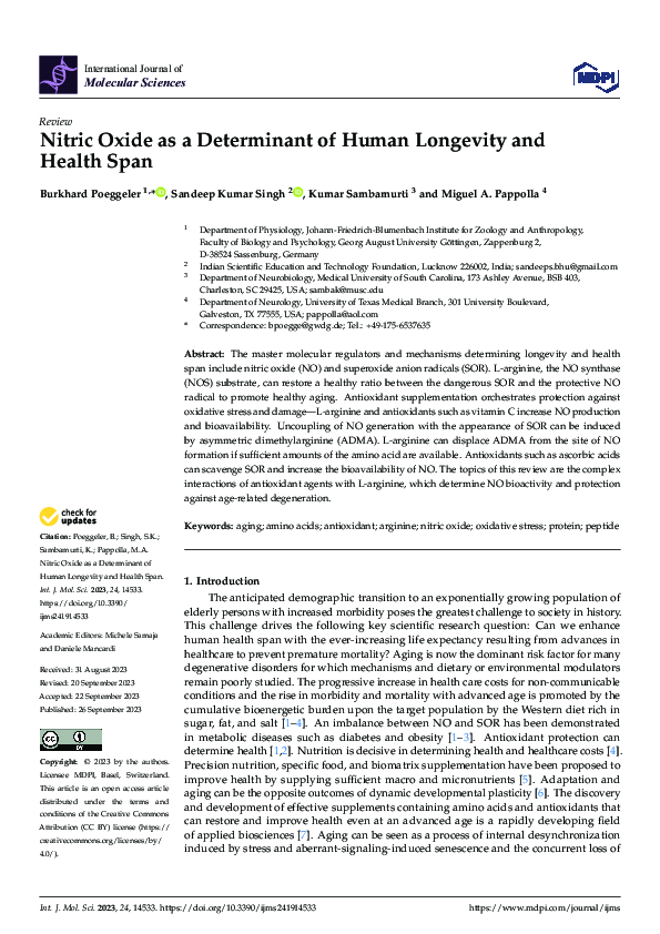 (PDF) Nitric Oxide as a Determinant of Human Longevity and Health Span