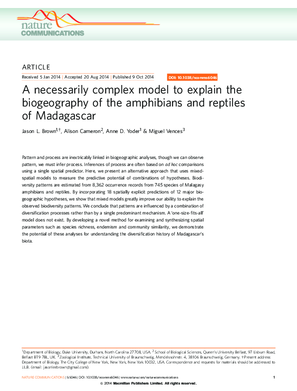 (PDF) A necessarily complex model to explain the biogeography of the ...