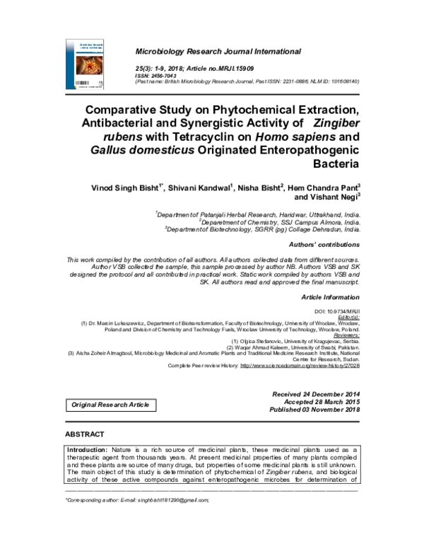 (PDF) Comparative Study on Phytochemical Extraction, Antibacterial and ...