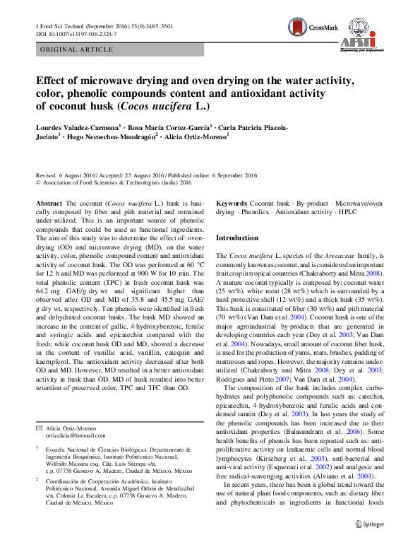 (PDF) Effect of microwave drying and oven drying on the water activity ...