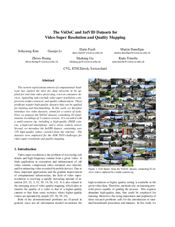(PDF) The Vid3oC and IntVID Datasets for Video Super Resolution and ...
