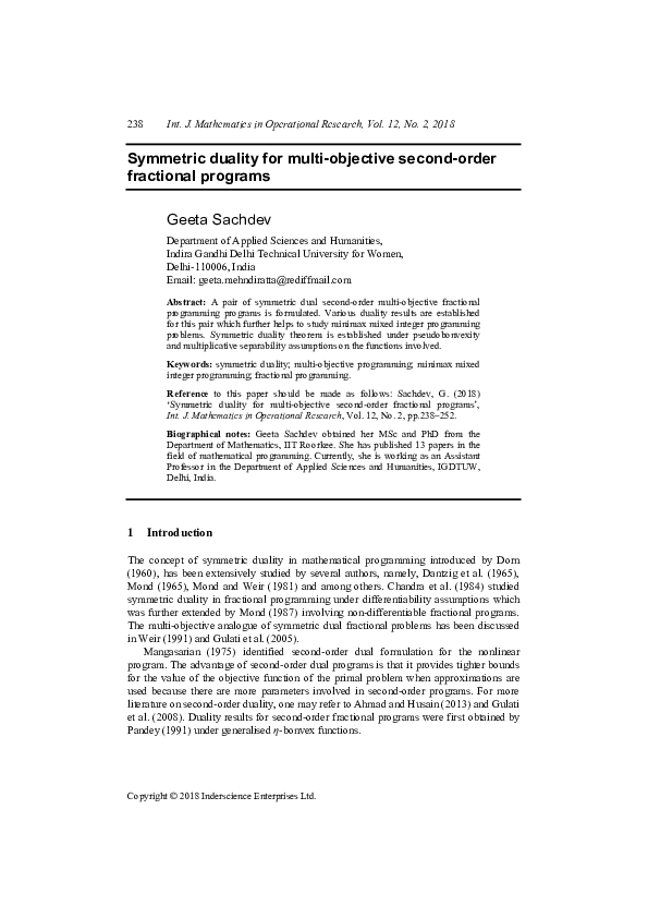 (PDF) Symmetric duality for multi-objective second-order fractional ...