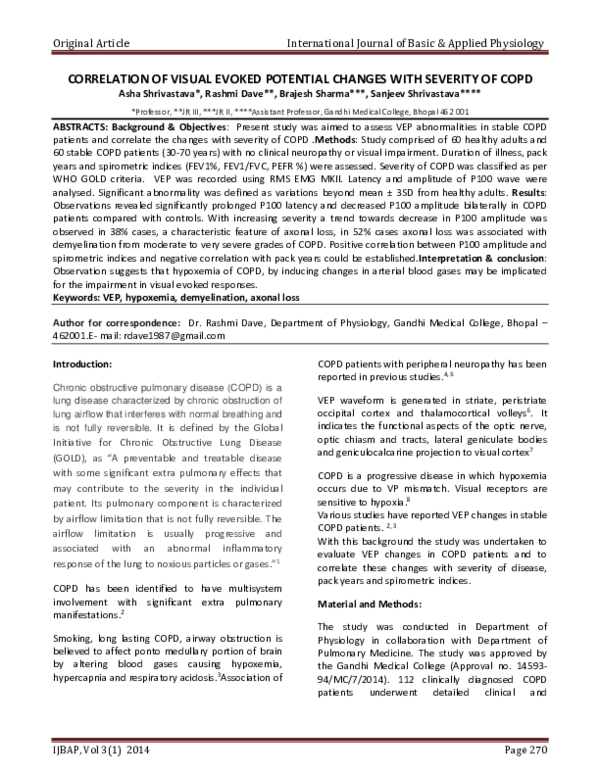 (PDF) Correlation of Visual Evoked Potential Changes with Severity of Copd