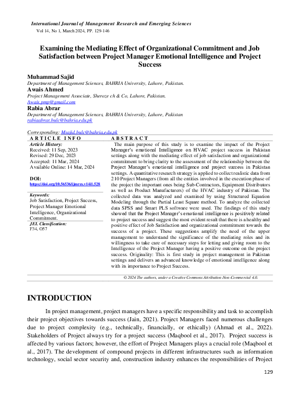(PDF) Examining the Mediating Effect of Organizational Commitment and ...