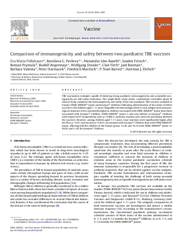 (PDF) Comparison of immunogenicity and safety between two paediatric ...