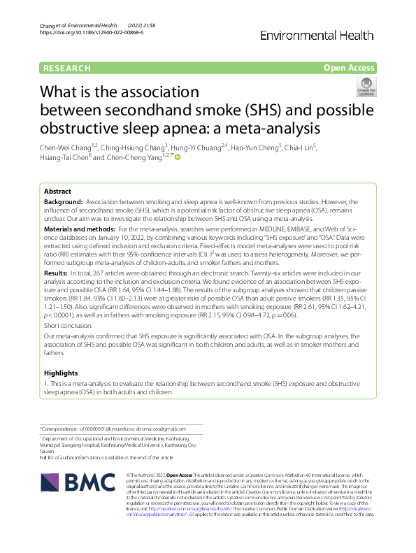 (PDF) What is the association between secondhand smoke (SHS) and ...