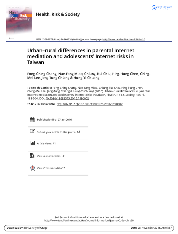 (PDF) Urban–rural differences in parental Internet mediation and ...