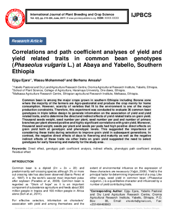 (PDF) Correlations and path coefficient analyses of yield and yield ...