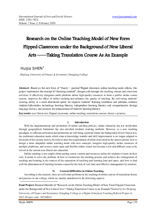 (PDF) Research on the Online Teaching Model of New Form Flipped ...