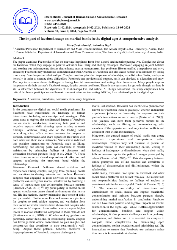 (PDF) The impact of facebook usage on marital bonds in the digital age ...